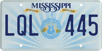 MS license plate LQL445