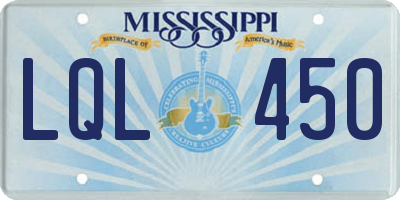 MS license plate LQL450