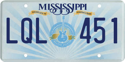 MS license plate LQL451