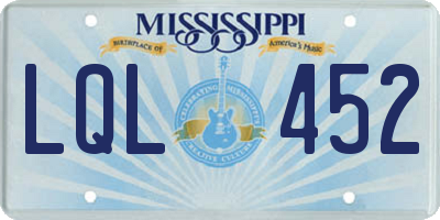 MS license plate LQL452