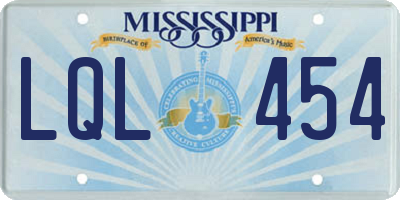 MS license plate LQL454