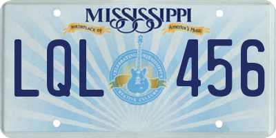 MS license plate LQL456