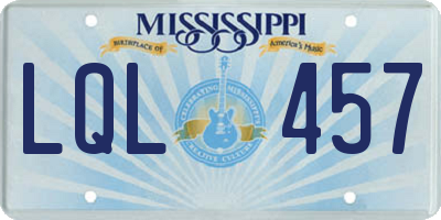 MS license plate LQL457