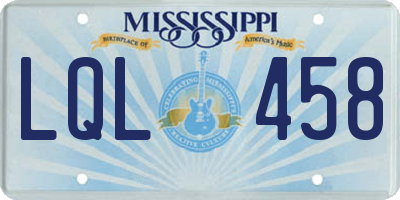 MS license plate LQL458