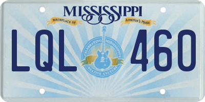MS license plate LQL460