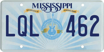 MS license plate LQL462