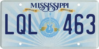 MS license plate LQL463