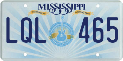 MS license plate LQL465
