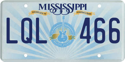 MS license plate LQL466