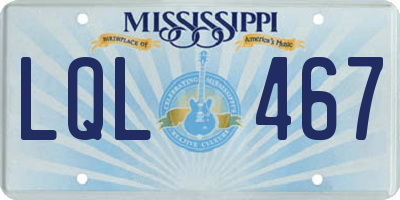MS license plate LQL467