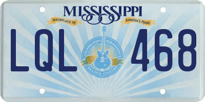 MS license plate LQL468