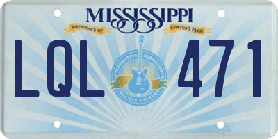 MS license plate LQL471