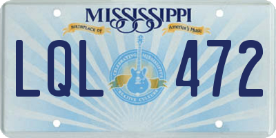 MS license plate LQL472