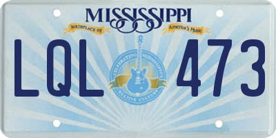 MS license plate LQL473