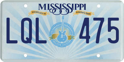 MS license plate LQL475