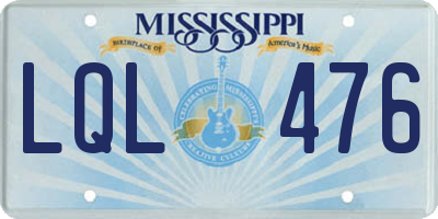 MS license plate LQL476