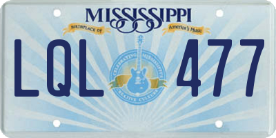 MS license plate LQL477
