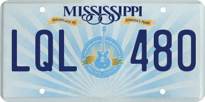 MS license plate LQL480