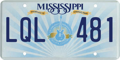 MS license plate LQL481