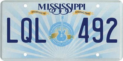 MS license plate LQL492