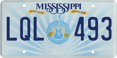 MS license plate LQL493