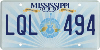 MS license plate LQL494