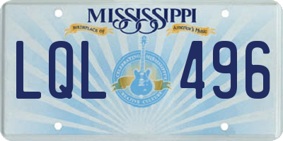MS license plate LQL496
