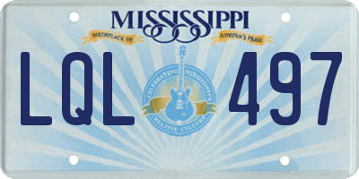 MS license plate LQL497