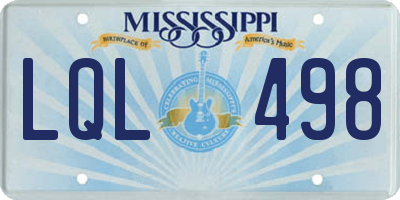 MS license plate LQL498