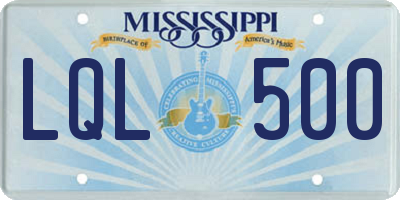 MS license plate LQL500