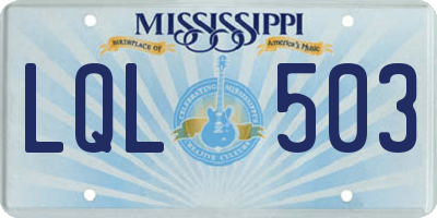 MS license plate LQL503