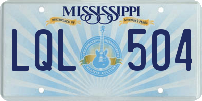 MS license plate LQL504