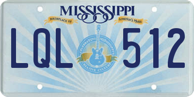 MS license plate LQL512