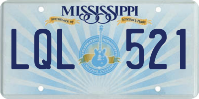 MS license plate LQL521