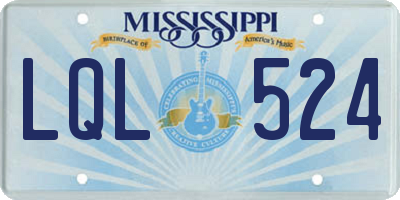 MS license plate LQL524