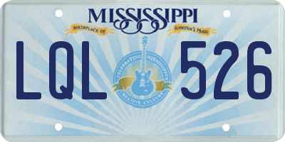 MS license plate LQL526