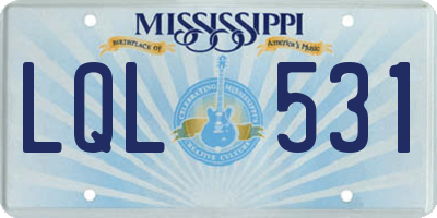 MS license plate LQL531