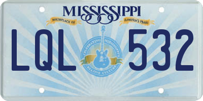 MS license plate LQL532