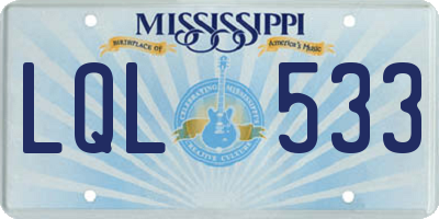 MS license plate LQL533