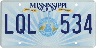 MS license plate LQL534