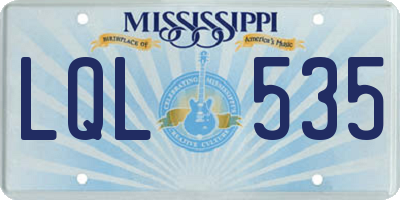 MS license plate LQL535