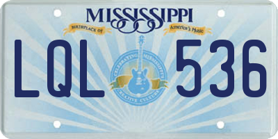MS license plate LQL536