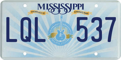 MS license plate LQL537