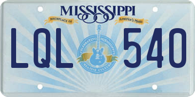 MS license plate LQL540