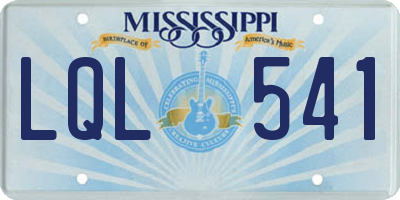MS license plate LQL541