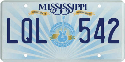 MS license plate LQL542
