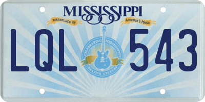 MS license plate LQL543