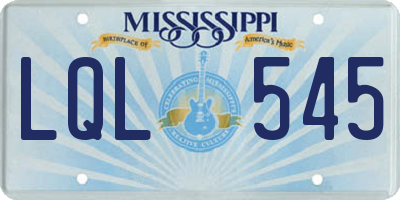 MS license plate LQL545