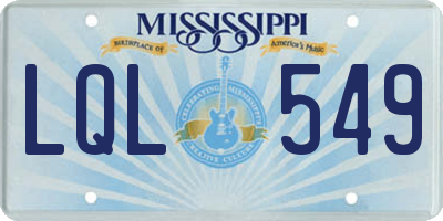 MS license plate LQL549