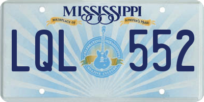 MS license plate LQL552